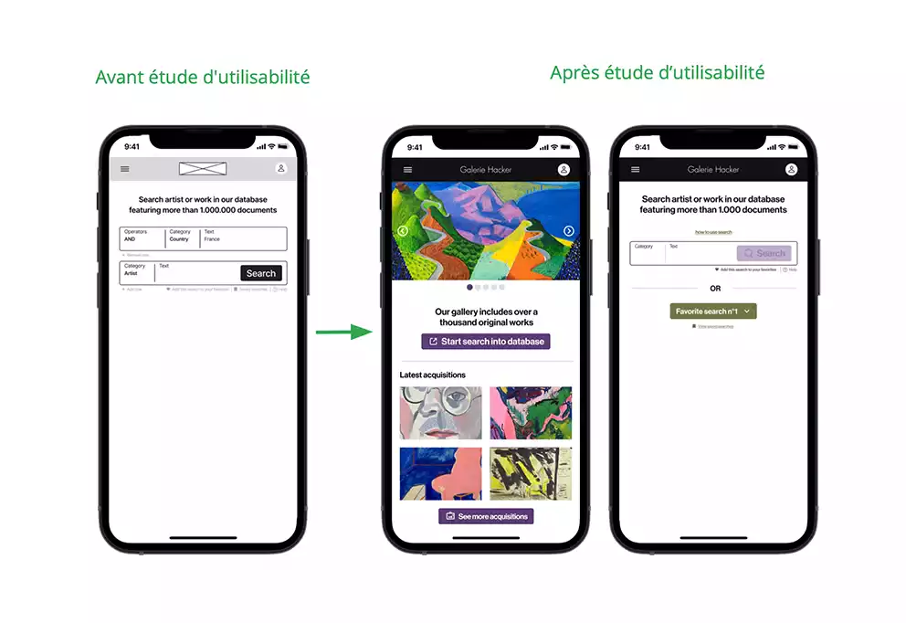 Visuel représentant des écrans de téléphone avec avant/après