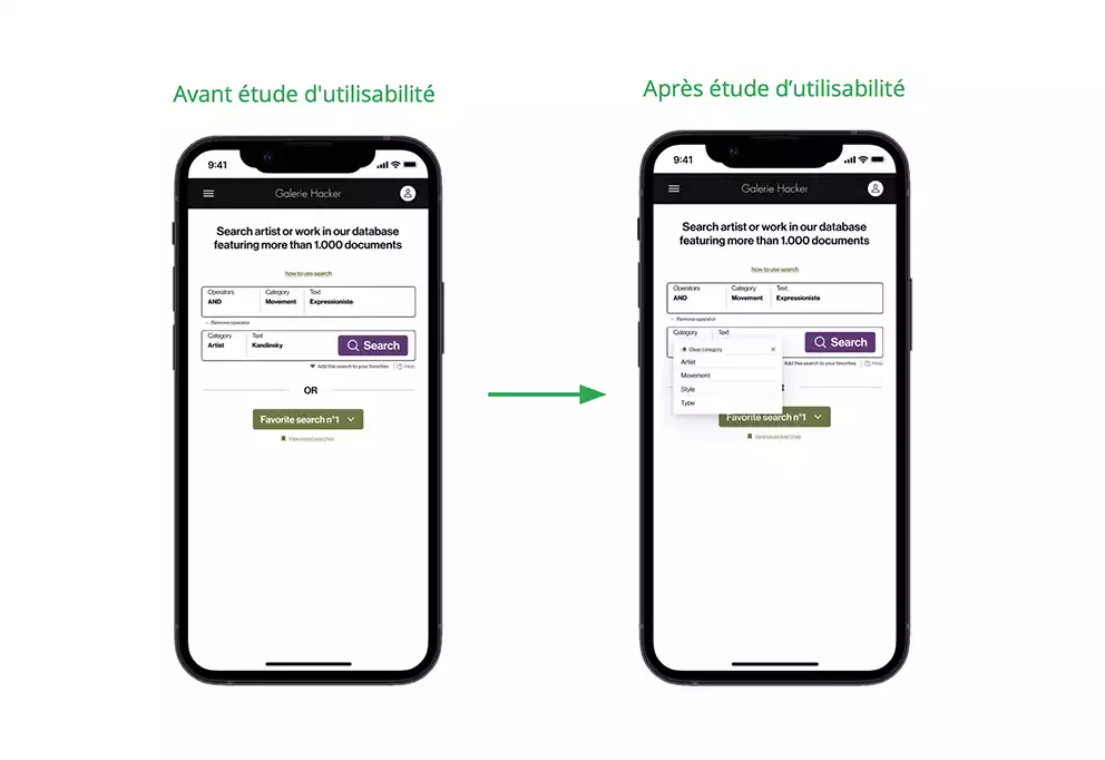 Visuel représentant des écrans de téléphone avec avant/après