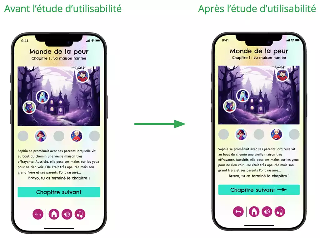 Visuel représentant des écrans de téléphone avec avant/après